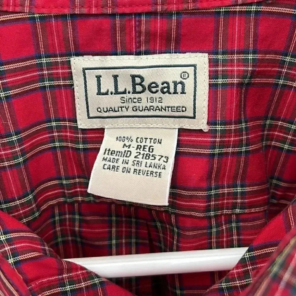 L.L. Bean Wrinkle Resistant Button Down Shirt‎ Plaid Medium